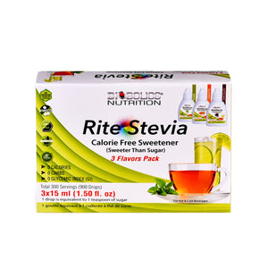 Rite Stevia Liquid Drops Multi-Flavor Combo Pack A : Chocolate, Cinnamon & Plain