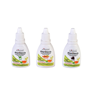 Rite Stevia Liquid Drops Multi-Flavor Combo Pack A : Chocolate, Cinnamon & Plain