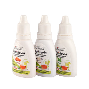 Rite Stevia Liquid Drops Multi-Flavor Combo Pack B : Vanilla, Caramel & Plain