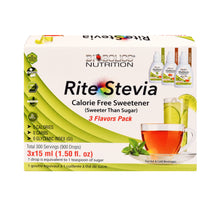 Load image into Gallery viewer, Rite Stevia Liquid Drops Multi-Flavor Combo Pack B : Vanilla, Caramel &amp; Plain
